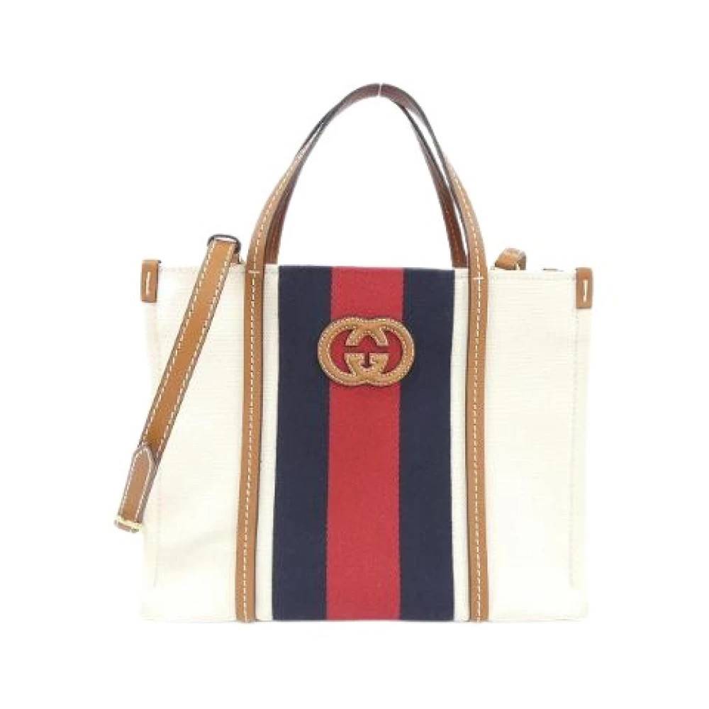 Gucci Vintage Pre-owned Canvas Shoulder Bag - Vintage - Dame - Hvid - ONE SIZE - Uld