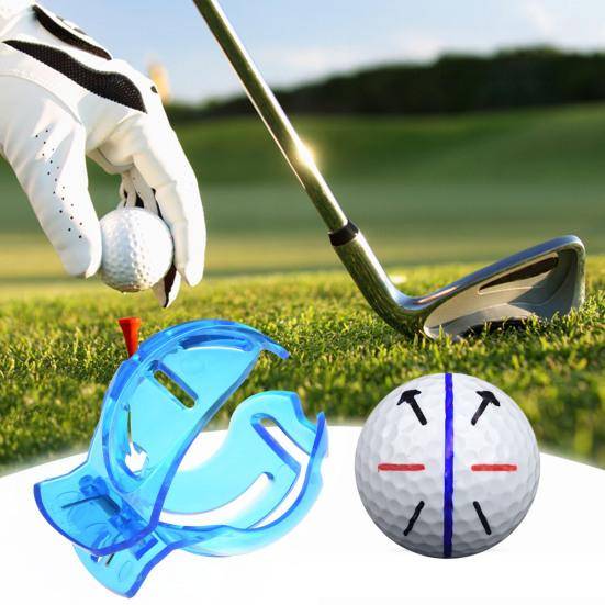 Golfbollsmarkörklämma med pennor Trippel linjering Markör Schablonmall Bärbart Golfboll Puttningsinriktningsmarkeringsverktyg Golfaccessoarer svart