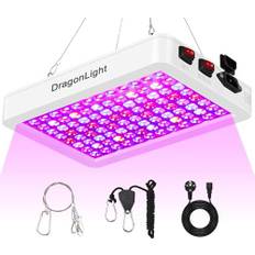 DragonLight BW1000 LED-växtlampa i senaste versionen, fullt spektrum med UV/IR, LED-tillväxtlampa med dubbla chipp och 3 meter kabel, för växthus, inomhusväxter, grönsaker och blomodling (vit)