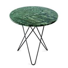 OX Denmarq MINI O Table Tall Ø: 50 cm - Black Powder Coated Steel/Green Indio Marble