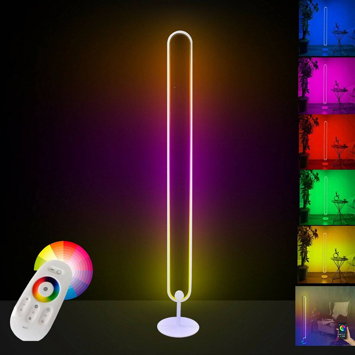 Modern hörnlampa för golv inomhus Vardagsrum Sovrum Dimmbar RGB-belysning Live Fill Lights