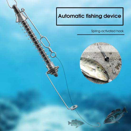 Automatisk fiskekrok Hög elasticitet Full hastighet Rostfritt stål Fjäder Fiskekrok Utomhusfiske gray