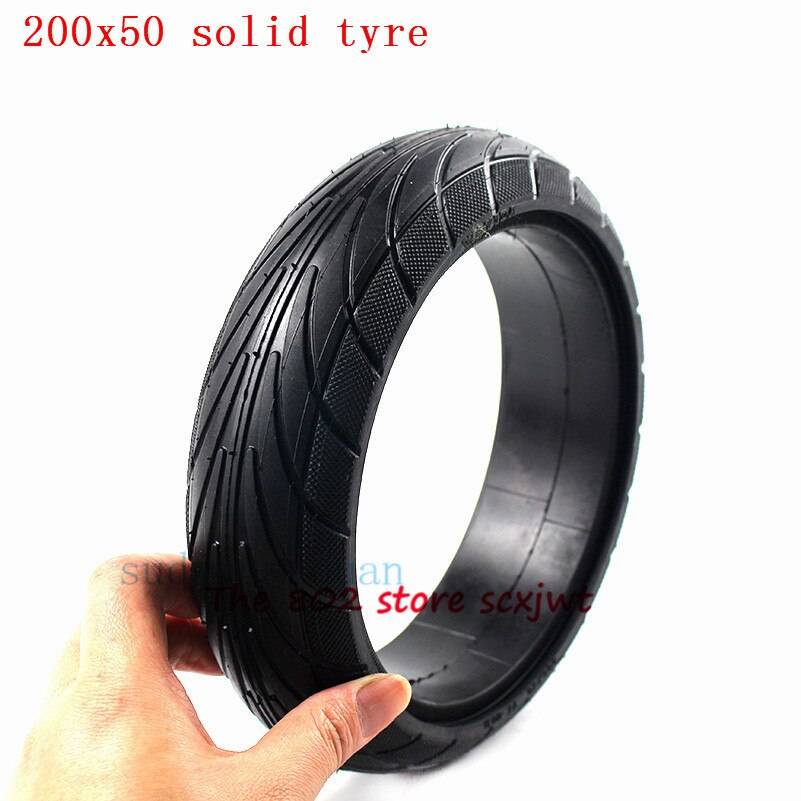 8 tums hjul 200 x 50 solid däck legeringsnav för xiaomi ninebot segway es1 es2 es4 elektrisk skoter bakhjul explosionssäkert däck - Fast däck a