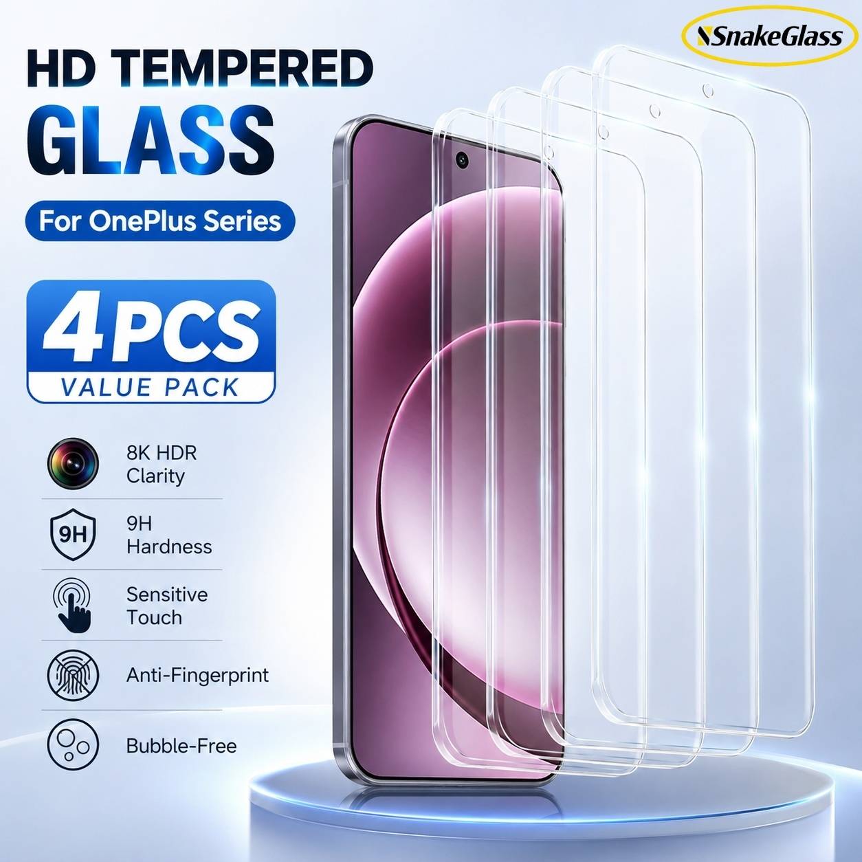 Screen Protector for OnePlus 15 13T 9R 8T 7T Nord 6 5 4 CE 6 5 4 3 2Lite 5G 9H Hardness Anti-scratch Tempered Glass Ultra-clear
