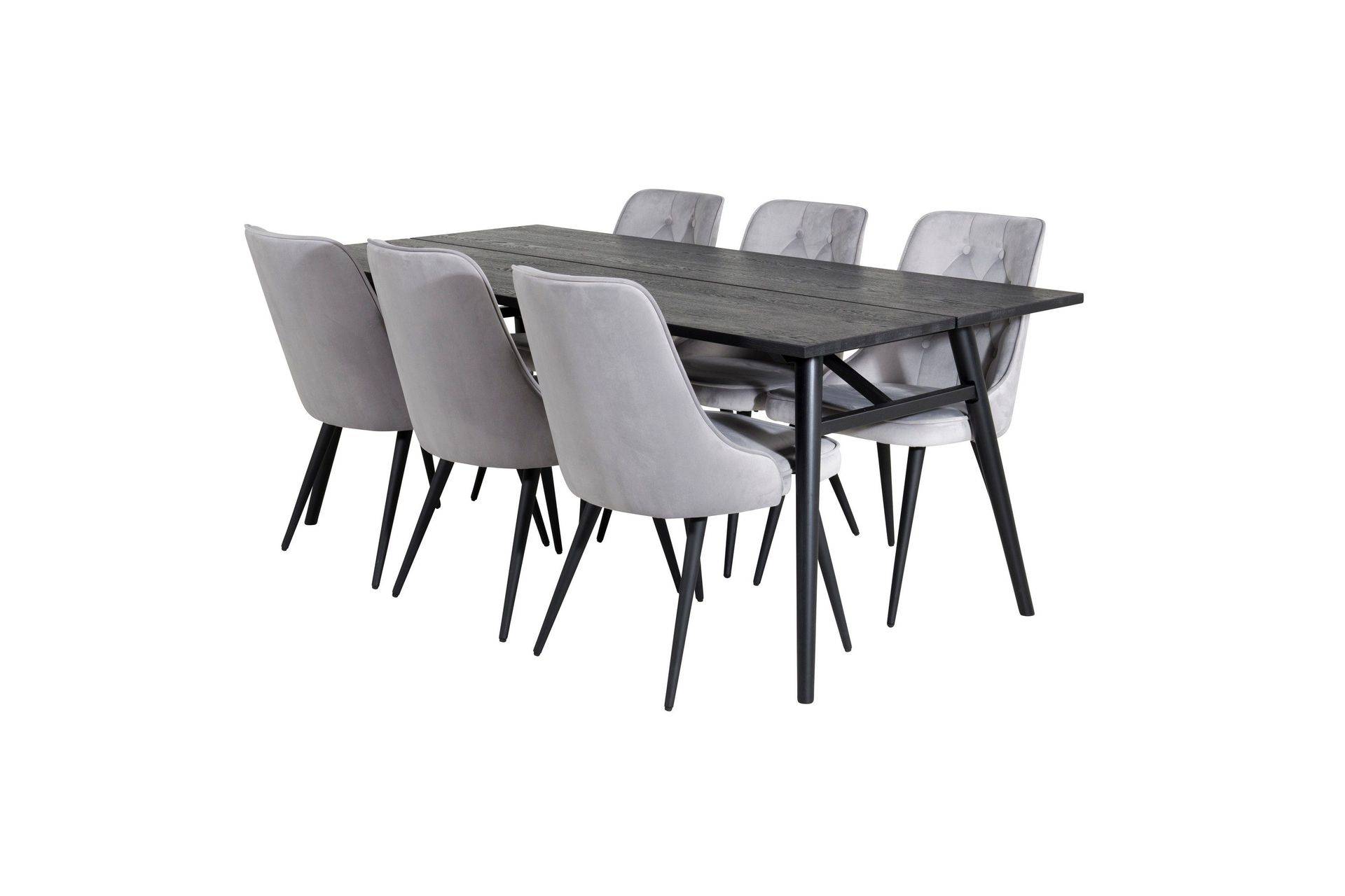 Zenazmi Matbord 195 cm med 6 st Valera Lyx Sammetstol - Matgrupp Svart Venture Home