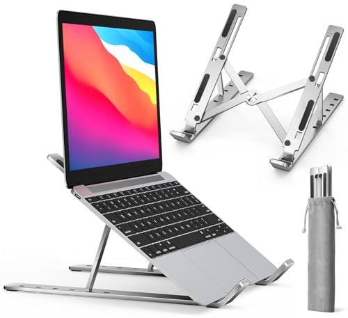 ivoler laptop stand - ergonomisk notebook stativ, gaming laptop ställ, bärbart laptop stativ hållare ventilerad för MacBook-dator, 6-fack justerbar höjd – silver