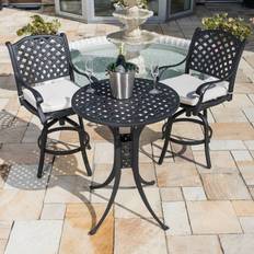 Bargrupp Utomhus Svart Aluminium 2 stolar - Salerno Ø76cm | Utemöbler & trädgårdsmöbler | Vesani