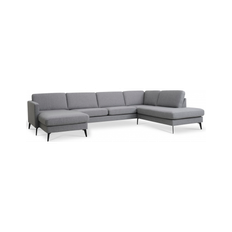 Askset højrevendt U-sofa i polyester B336 x D219 cm - Sort/Lysegrå