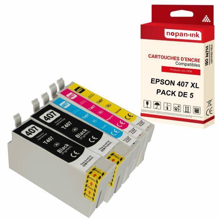 NOPAN-INK | x5 Cartridges 407 XL 407XL (Keyboard) compatible EPSON Epson Expression Photo HD XP-15000 XP-8000 XP-8005 XP-8500 XP-850