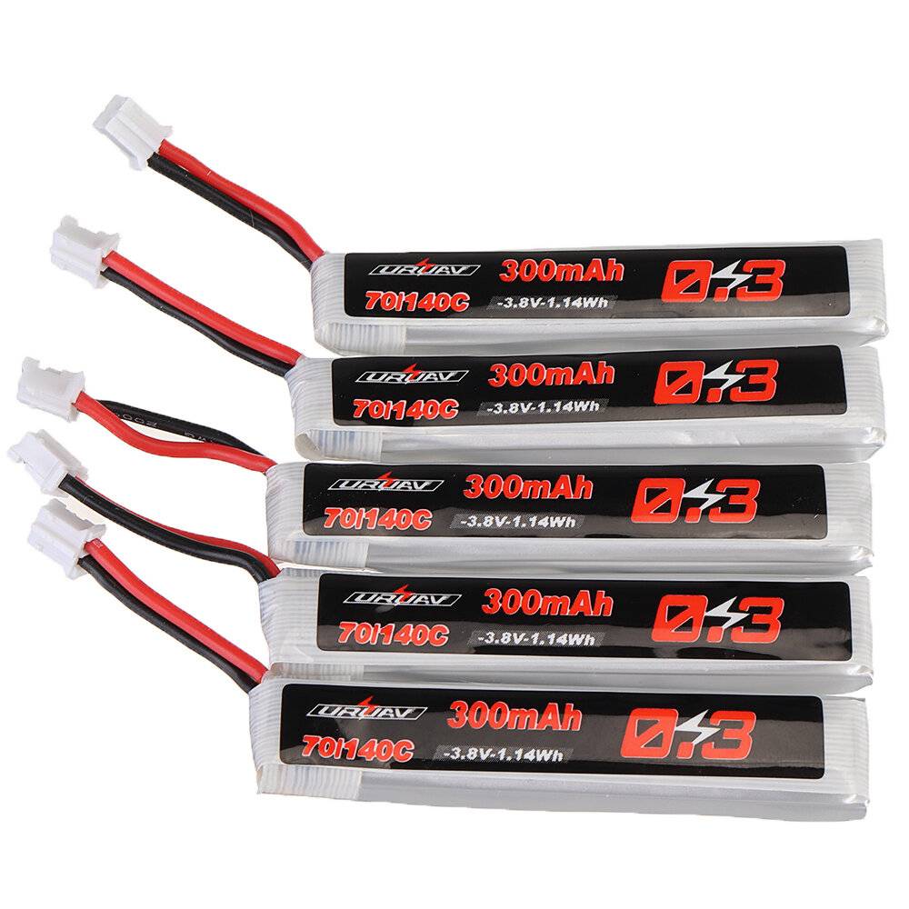 5 stycken URUAV 3,8V 300mAh 70C/140C 1S Lipo-batteri med PH2.0-kontakt för Eachine TRASHCAN Snapper6 7 Mobula7