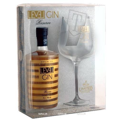 Level Premium Reserve gin, i gaveæske m/glas.