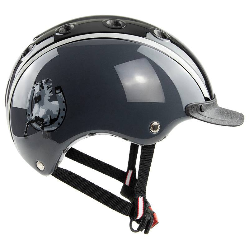 Casco Nori børnecykelhjelm - Black Grey Horseshoe - XS (50-52 cm)