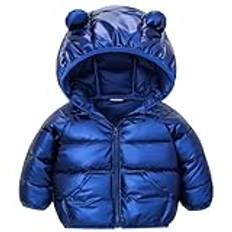 JinBei Barn Vinterrock, Liten Flicka Hooded Jacka Varm Lätt Vattentät Vindtät Jacka Pojkar Jackor Outfits dunjacka med fickor 1-5 år, Blå, 2-3 år