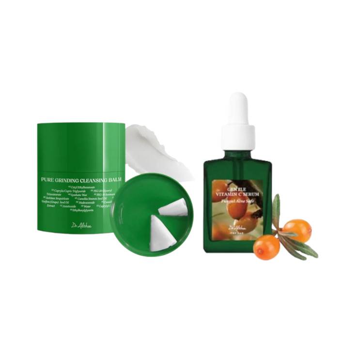 Dr. Althea - Pure Grinding Cleansing Balm (1ea) X Gentle Vitamin C Serum (1ea) Set - black