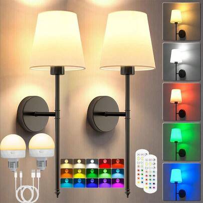 1/2 st uppladdningsbar vägglampa (inklusive uppladdningsbar RGB-lampa och vit tyglampskärm), sänglampa, taklampa, dekorativ ljusslinga, dekorativ bely (Multi-size)