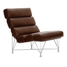 DUX - Spider Chair, Läder Dakota 28 Chokladbrun, hvid sting - Lænestole - DUX Design Team - Brun - Læder/Naturmateriale/Metal/Plast