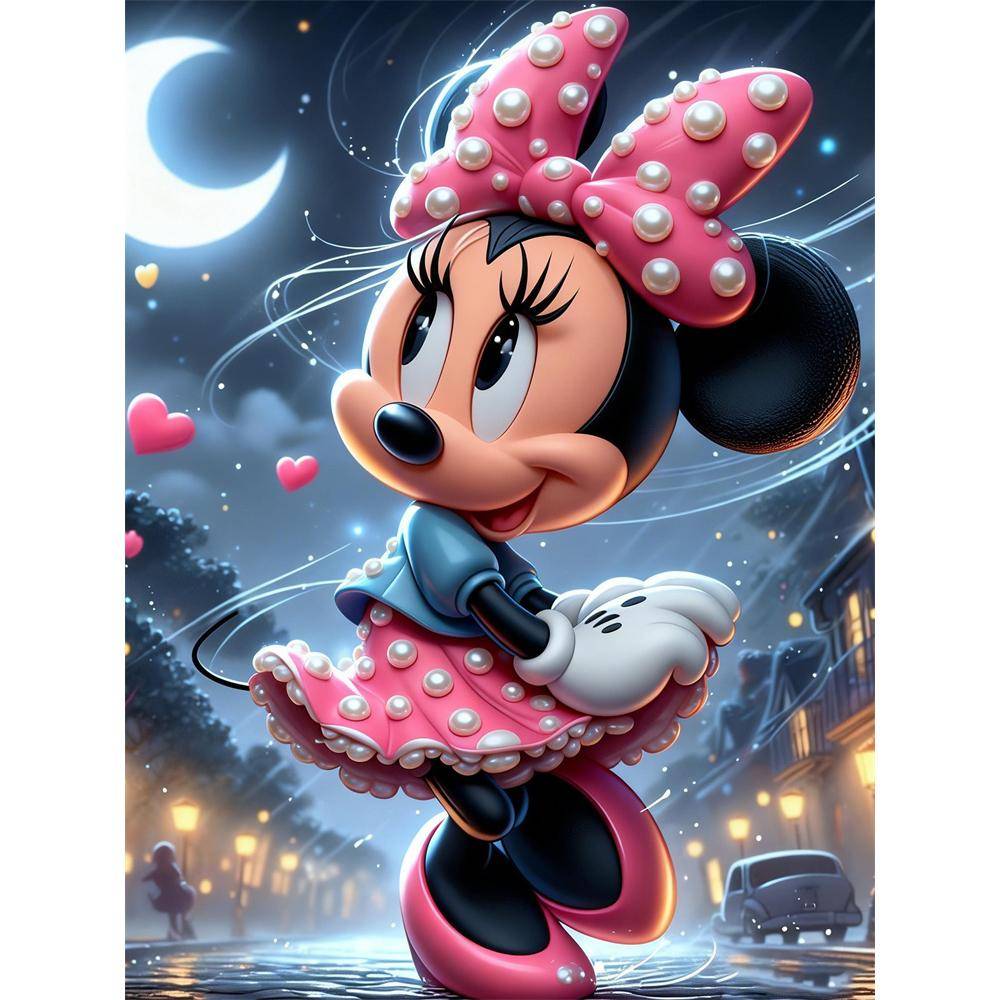 Disney Pearl Painting Set Moonlight Minnies Gentle Dance Exquisite and Sparkling Artwork Perfect for Home Wall Decoration and Handmade Gifts 35x45cm