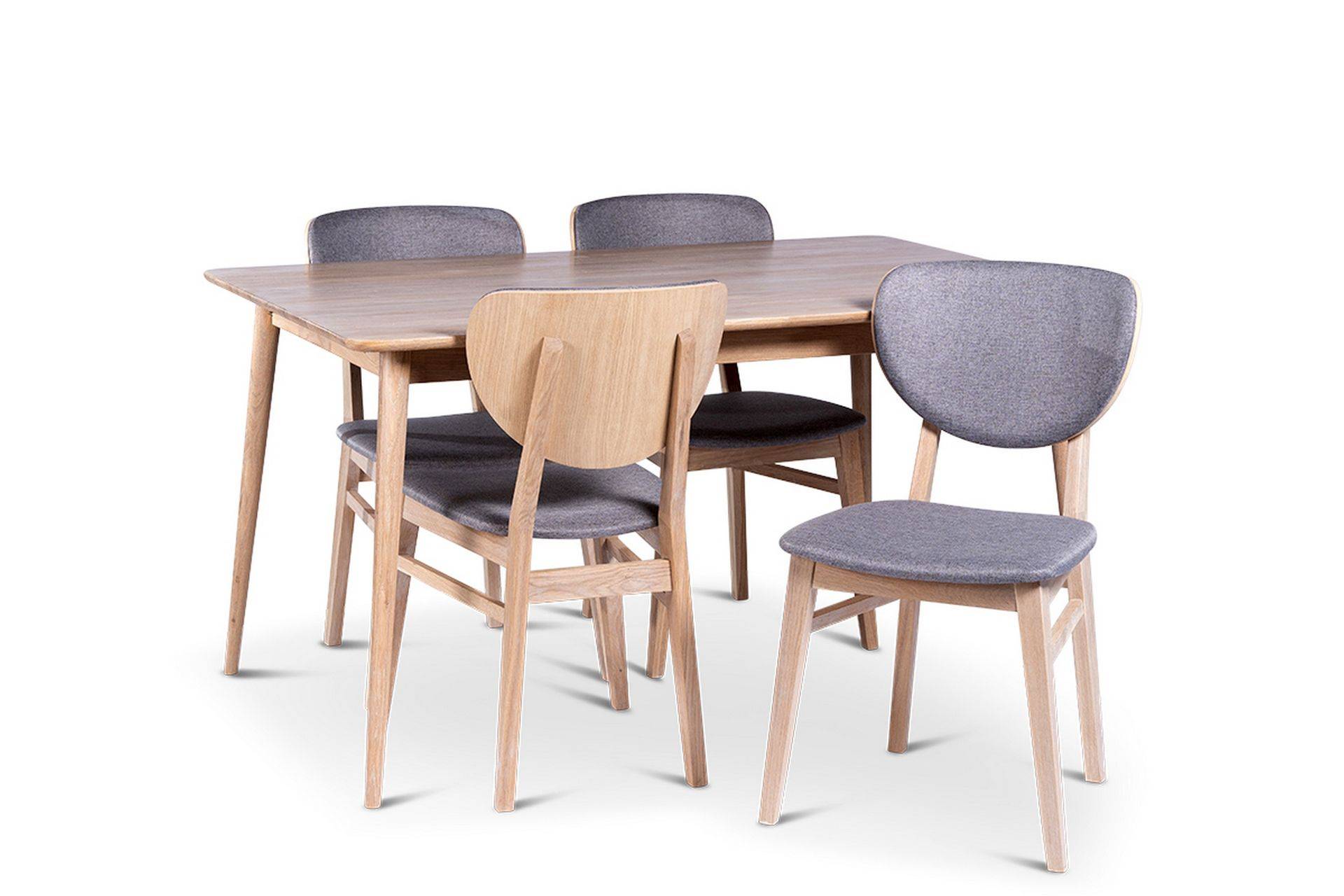 Odense Matgrupp 140 cm med 4 Borgholm Stolar i massivt trä - Natur Stenexpo