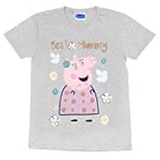 Popgear Peppa Best Mummy Pig pojkvän Fit T-shirt ljung grå, Grå, XL