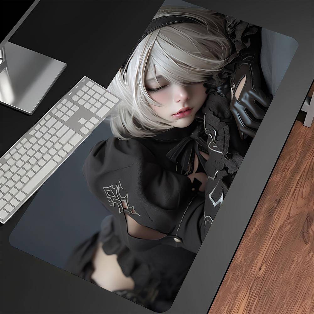 Animeflicka Nier Automata B Laptop Musmatta xCM Tangentbord Bordsmattor XXL Spelmusmattor Kawaii Gummi Halkfri Skrivbordsmattor