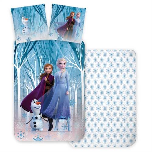 Frost sängkläder - Vändbart påslakanset med Anna, Elsa och Olaf - 100% mjukt bomullssänglinne