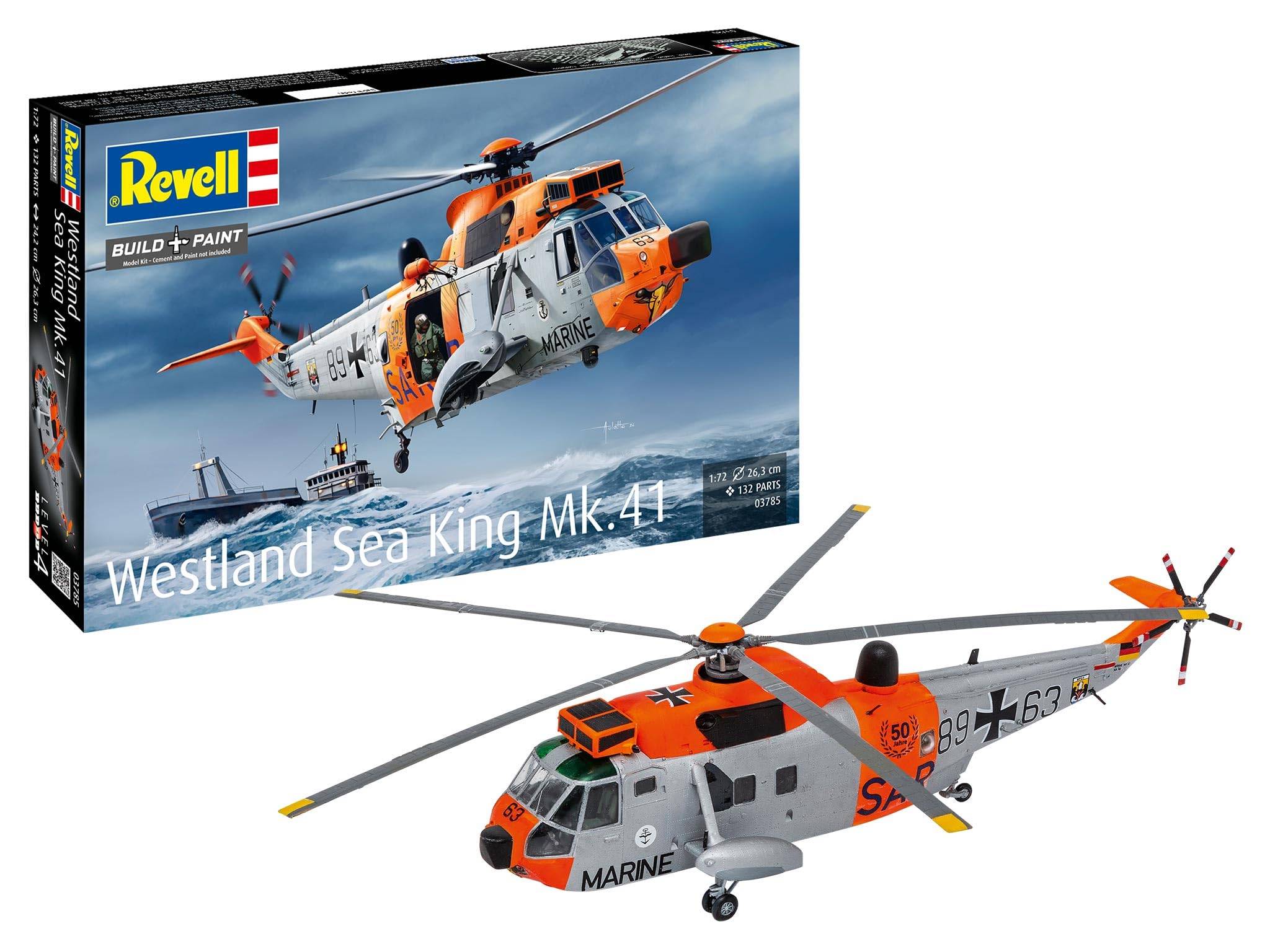 German Revell Westland Sea King Plastic Model Kit 03785 1/72 Mk.41 (Helicopter)