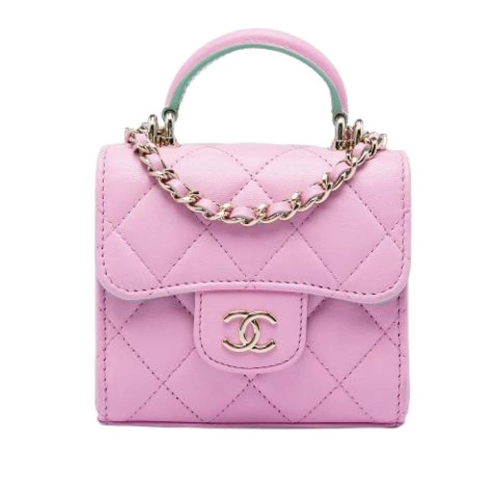 Chanel Vintage Pre-owned Quilted Lambskin Satchel - Vintage - Dame - Lyserød - ONE SIZE - Uld