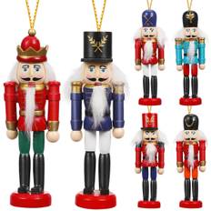 6 stk Børn Nøddeknækkeren Nøddeknækkeren Figurer Jule Hængepynt Jul Miniature Figur Jule Trædekorationer