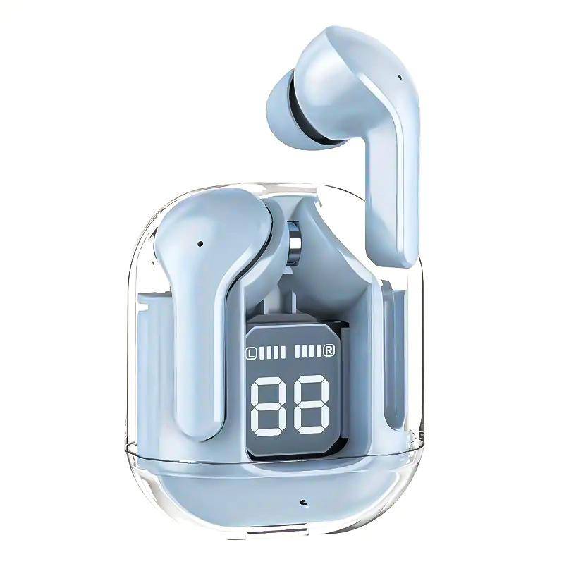 Trådlösa hörlurar Transparent laddningsfodral Bluetooth 5.3 hörlurar ENC Sports Music Hörlurar HiFi Stereo Earbuds Power Digital Display Hörlurar blå