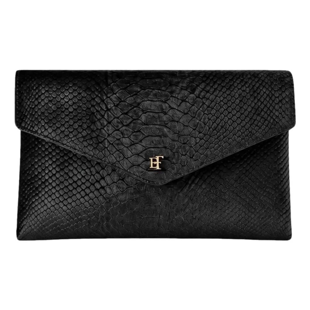 Elisabetta Franchi Velvet Clutch med kæderem - Tasker - Dame - Sort - ONE SIZE - Uld