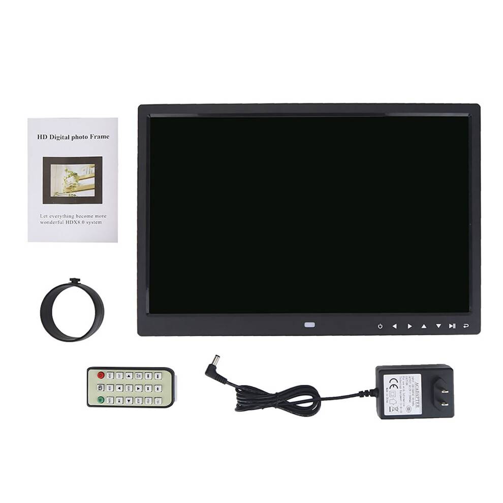 Digitalt hukommelsesalbum, digital billedramme med touchfunktion, 15 tommer Full HD IPS-skærm, flere funktioner, elegant sort, med matteret