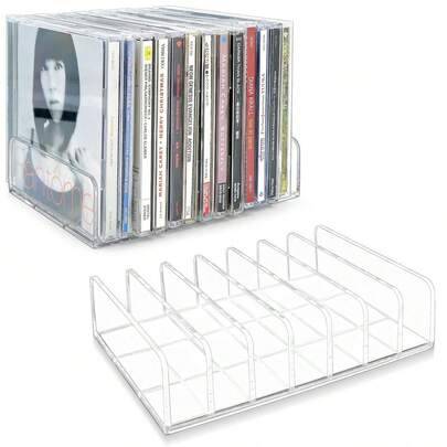 1 st transparent akryl CD-förvaringsställ, DVD/CD-displayställ, rymmer 14 standard CD-fodral, CD-förvaringsbox med skivförvaringsställ, för förvaring - Multifärgad (1 genomskinlig bit,Liten 17*8,5*4 cm)