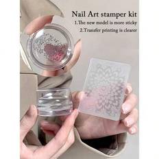 1 st Nagelstämpel, Super Sticky Transparent Silikon Nail Art Stämpelsats, Högelastisk och hållbar Jelly Stämpel, För Hemsalong Nagelkonst DIY Nail Art - Multifärgad