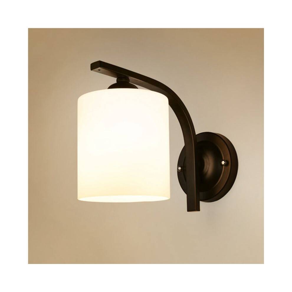 Wall Light Fixture, Bathroom Vanity Lights with Matte Black Wall Lamp for Bedroom Kitchen Glass Shades, E26 Socket