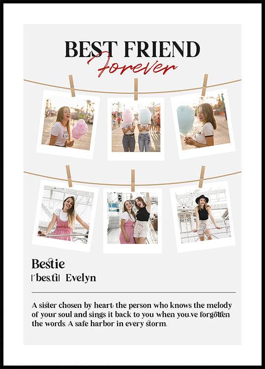 Best Friends Photo Collage Personal Plakat (21x30cm) - Plakater > Personlige Plakater