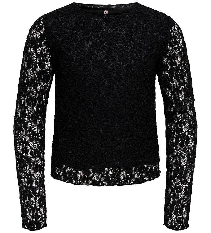 Kids Only Tröja - KogLeika - Lace - Noos - Black - Kids Only - 9-10 år (134-140) - Tröja