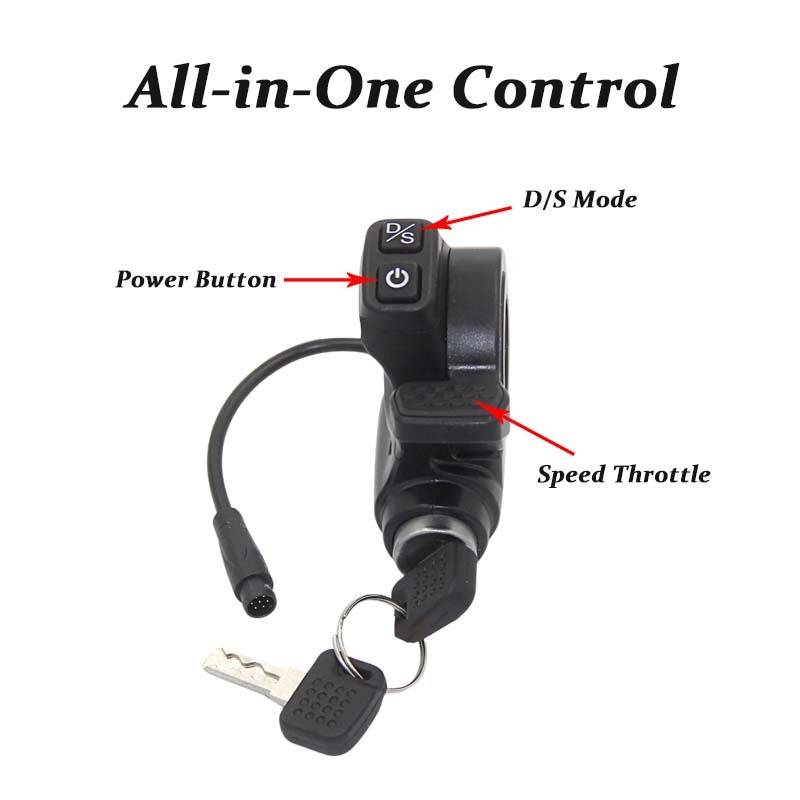 Ignition Key Lock & Thumb Throttle for KuKirin G2 Master, Dual Drive Accelerator Switch, Electric Scooter Replacement Parts