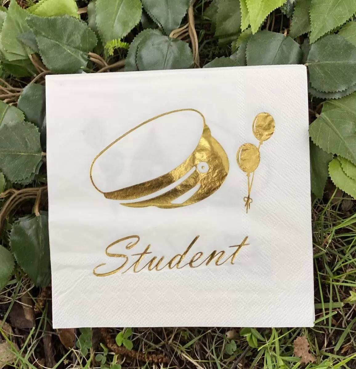 Servetter Student i vitt och guld