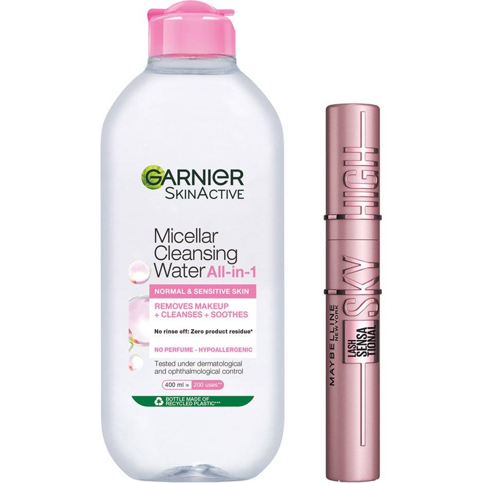 Maybelline Sky High Mascara + Micellar Cleansing Water Lash Sensational Sky High Mascara Black + Micellar Cleansing Water Normal & Sensitive Skin