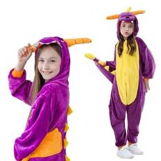 Barnens Kigurumi Drake med Huva och Dragkedja - Pyjamas för Pojkar och Flickor, Perfekt som Gåva - Blåröd (6Y,7Y,8Y,9Y,10Y,4Y,5Y,11Y)