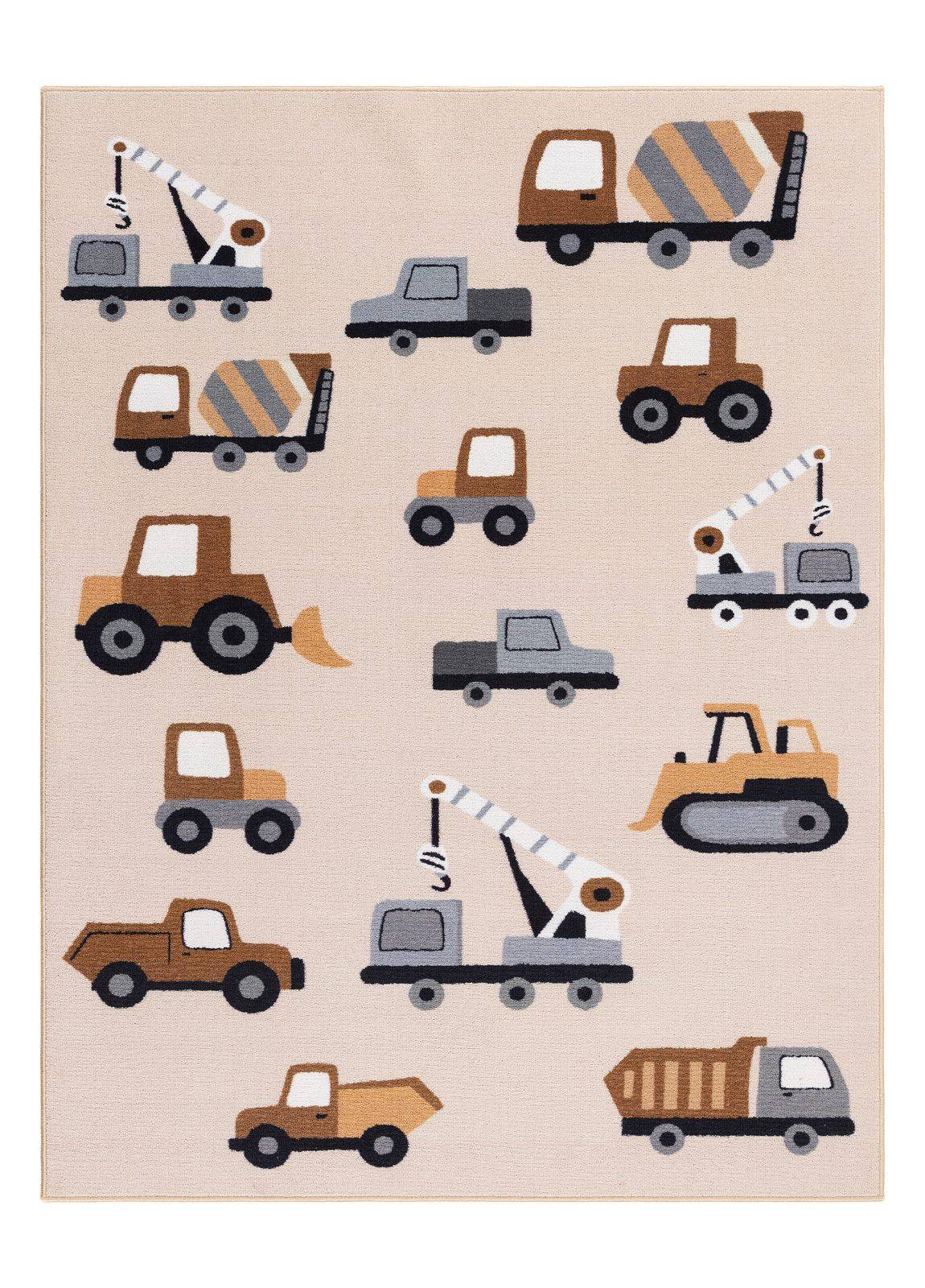 KM Home Maskinvävd Matta Play Wheels 120x160 cm - linne Plastmattor