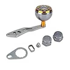 Rulle ersättande krafthandtag knopphandtag grepp del metall fiske rulle handtag grepp för abu runda baitcast blå rulle handtag för penn krafthandtag för fiskrullar (Ruthenium en goud)