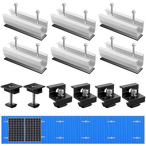 JiGiU Solpanelmonteringssats Z-hållare central klämma i aluminium ändklämma 30–35 mm aluminiumskena monteringssats 120 mm för platt tak trapetsplåt