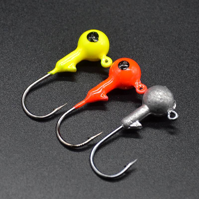 Fishing Jig Head Hook 1.7g-14g Colorful Jigs Soft Worm Bait Hook Red Yellow Color Artificial Lures Glow Hooks