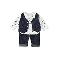 PATPAT Baby Jumpsuit Pojkar Klädset Kläder, kostymväst med fluga för formellt bröllop dop Födelsedag klädeset, långärmad och byxor, 3-24 månader baby