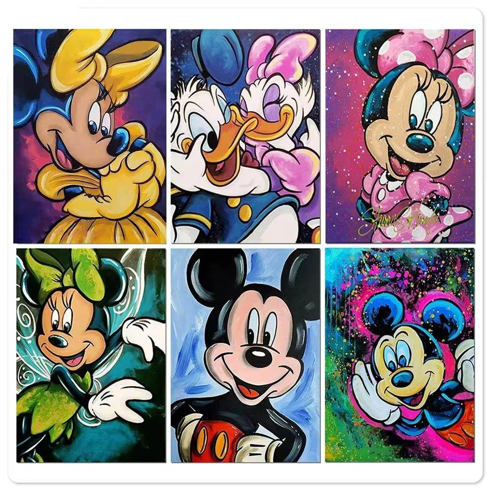 Disney Musse Pigg Mimmi Kalle Anka Samling Diamantmålning 5D Full Diamant Tecknad Animation Sovrum Vardagsrum Dekoration Stor Målning