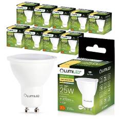 Lumiled GU10 LED, 3W 270 Lumen Leuchtmittel, 3000K warmweiß Birne Lampe Strahler Spot, ersetzt 25W Halogenlampen, 120° Grad Strahlwinkel Reflektorlampen Reflektor 10 Stück Energiesparlampen