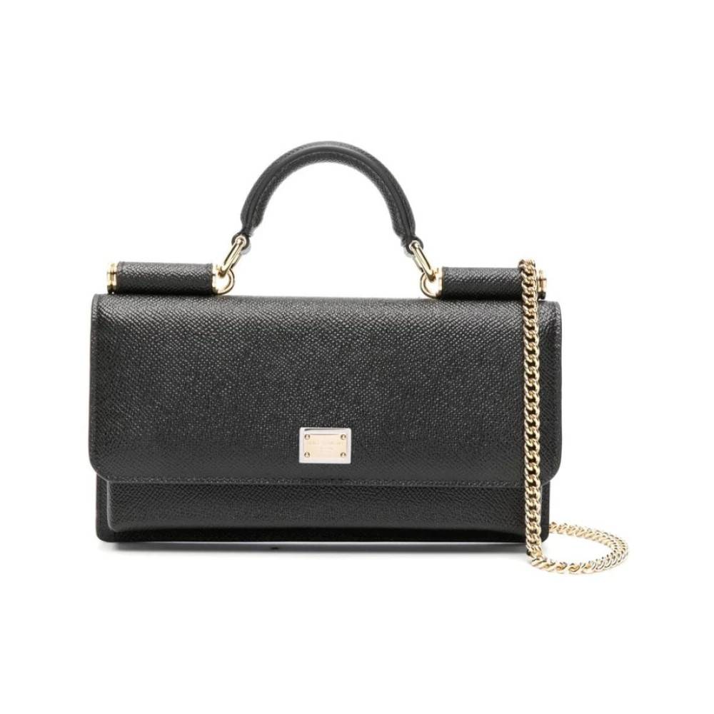 Dolce & Gabbana Sort Iguana-Print Læder Taske - Tasker - Dame - Sort - ONE SIZE - Læder