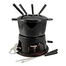 Swissmar F66708 Sierra Fondue-set 11 delar, gjutjärn/rostfritt stål, metallisk svart, 1,6 l, multifunktionellt fondue-set för kött, ost och choklad, presentförpackad