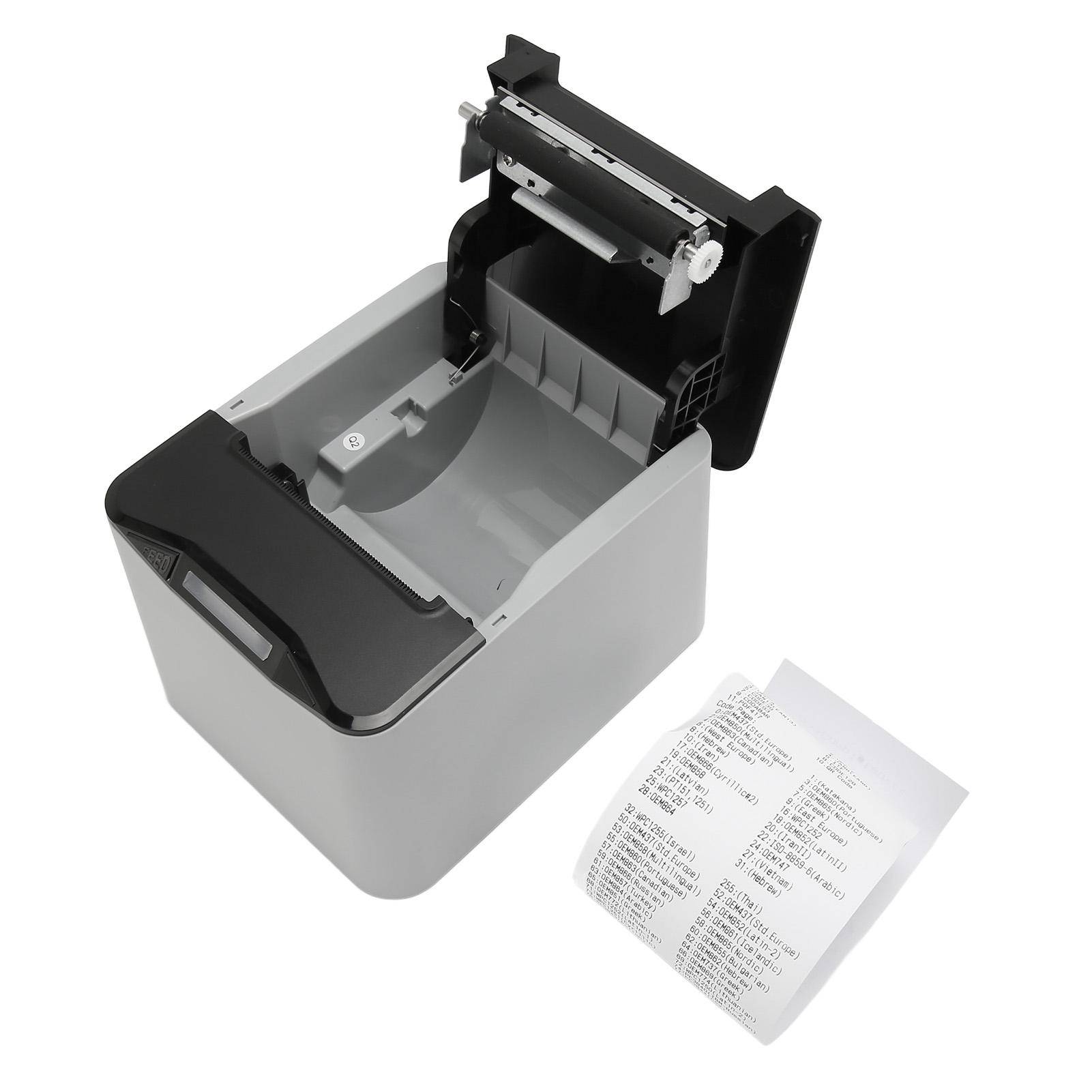 80 mm termisk skrivare 220 till 300 mm/s 80 mm bredd USB LAN-gränssnitt ESC POS-kompatibel Fraktetikett US Plug